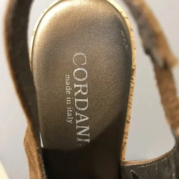 Cordani Cinnamon Made In Italy Suede Open Toe Wedges Sz-8 - Picture 7 of 9